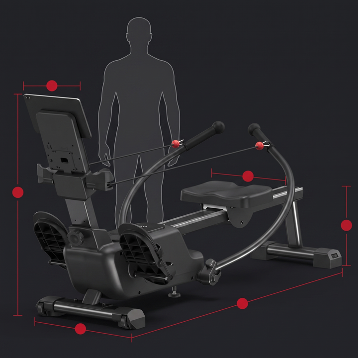 PHYSIOATHLETX Magnetic Rowing Machine - Size Comparison