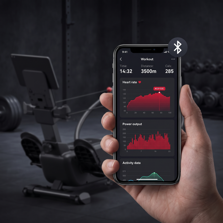 PHYSIOATHLETX Magnetic Rowing Machine - App Connectivity Lifestyle