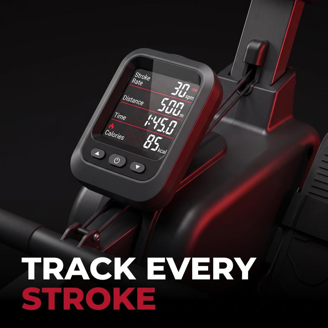 Adjustable Magnetic Rowing Machine - Performance Monitor Display