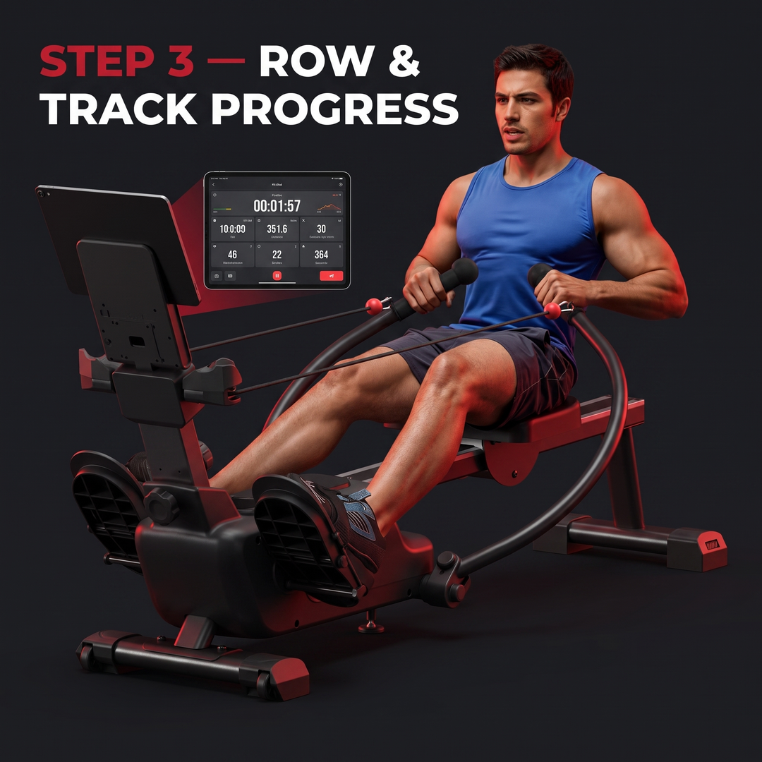 Adjustable Magnetic Rowing Machine - Step 3 Row and Track Progress