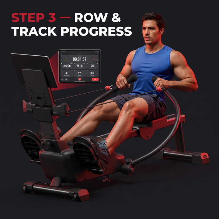Adjustable Magnetic Rowing Machine - Step 3 Row and Track Progress