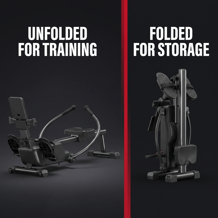 Adjustable Magnetic Rowing Machine - Unfolded vs Folded Comparison