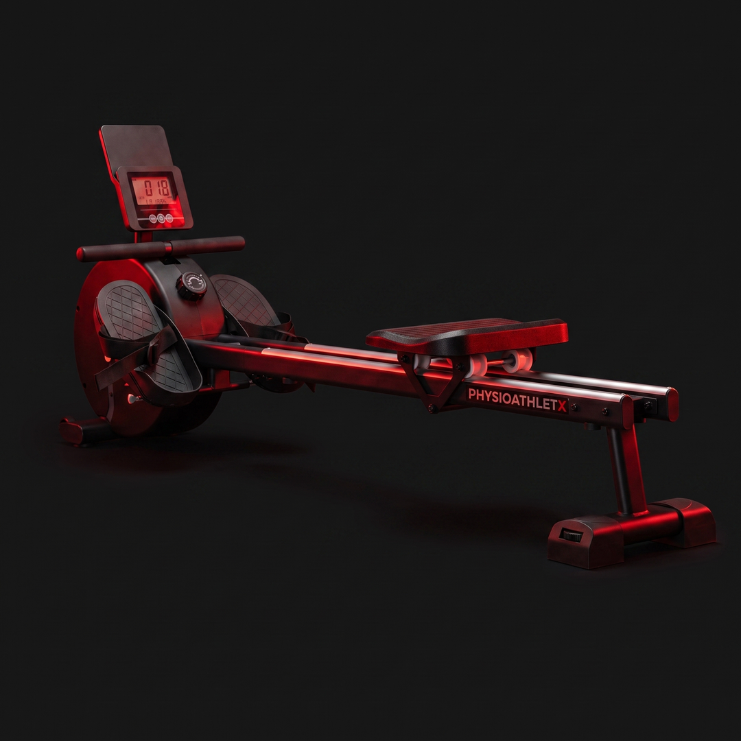 PHYSIOATHLETX Silent Magnetic Rowing Machine - Black - Front View