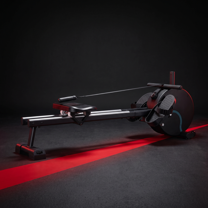 PHYSIOATHLETX Silent Magnetic Rowing Machine - Black - Side Profile