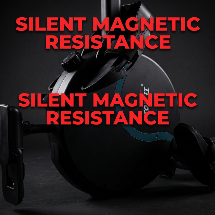 PHYSIOATHLETX Silent Magnetic Rowing Machine - Black - Silent Magnetic Resistance System
