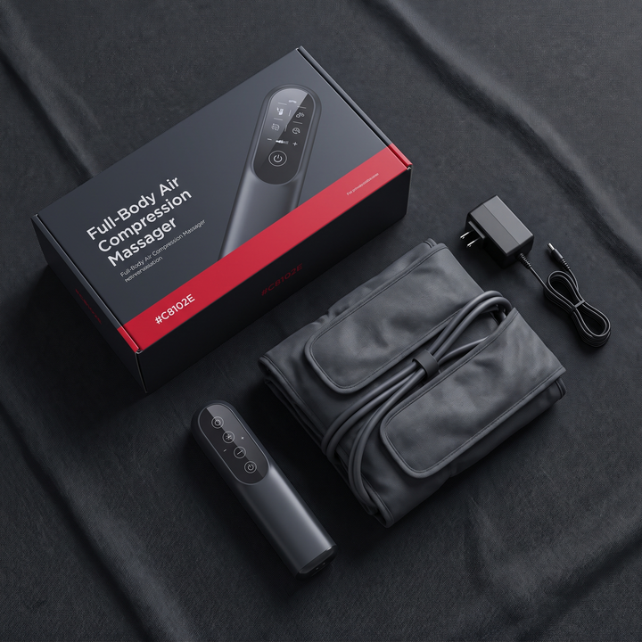 Professional Air Compression Leg Massager Full Body Pressure Massage Device - packaging flat lay