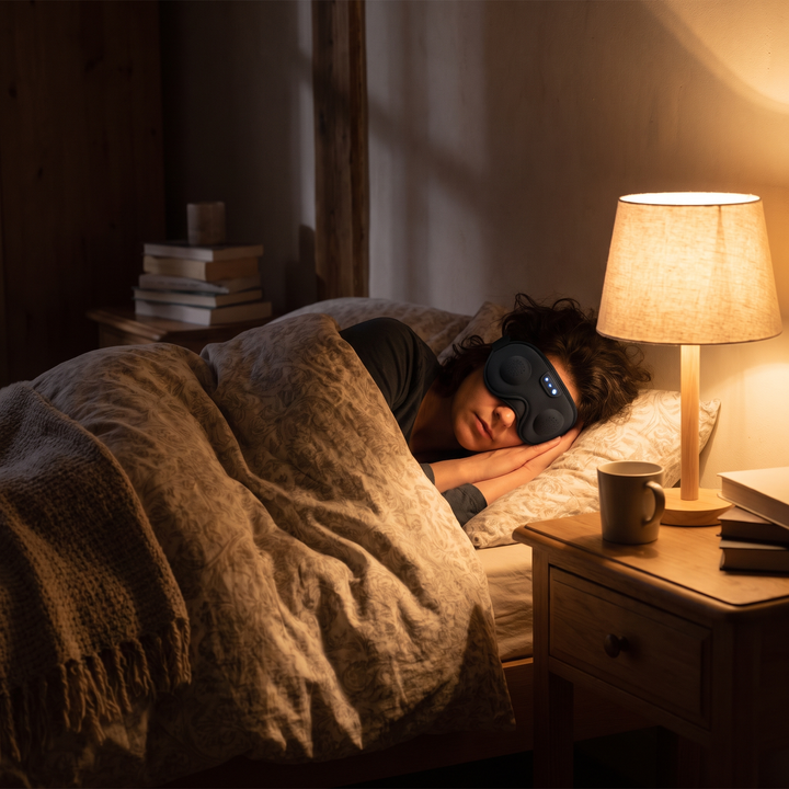 Bluetooth Sleep Mask with Built-In HD Speakers - Black bedroom night wind-down lifestyle
