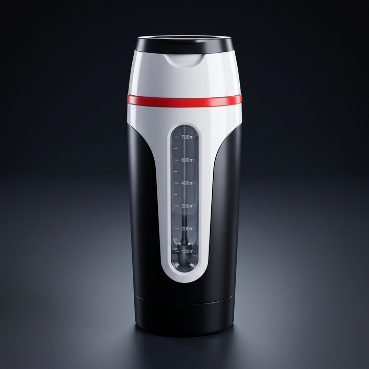 PHYSIOATHLETX Portable Electric Protein Shaker Blender - 700ml Black White hero shot