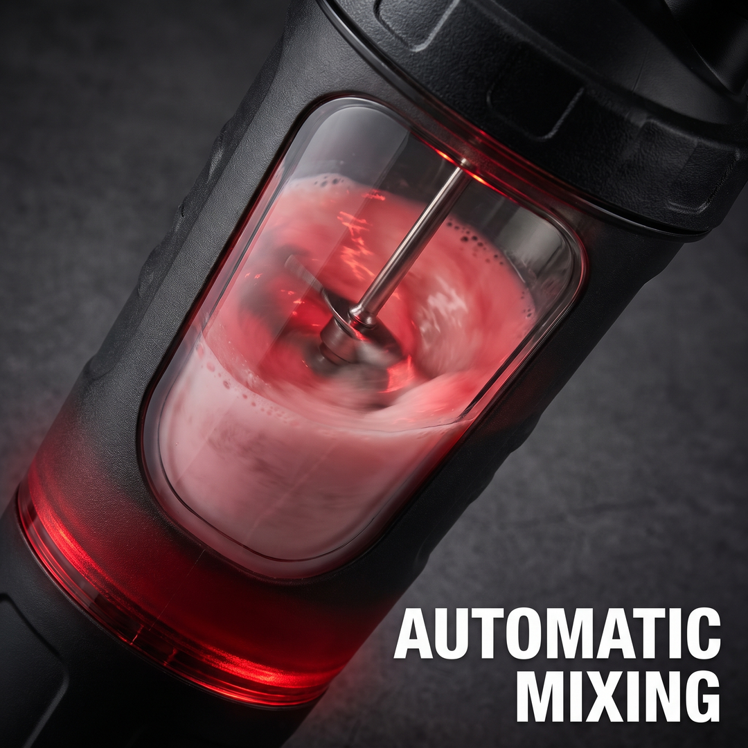 PHYSIOATHLETX Portable Electric Protein Shaker Blender - automatic mixing mechanism feature