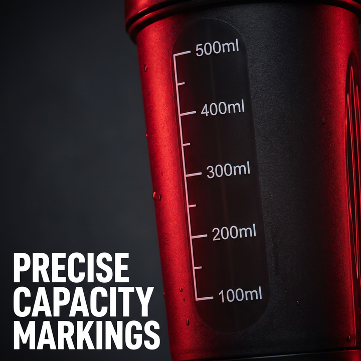 PHYSIOATHLETX Portable Electric Protein Shaker Blender - capacity markings feature
