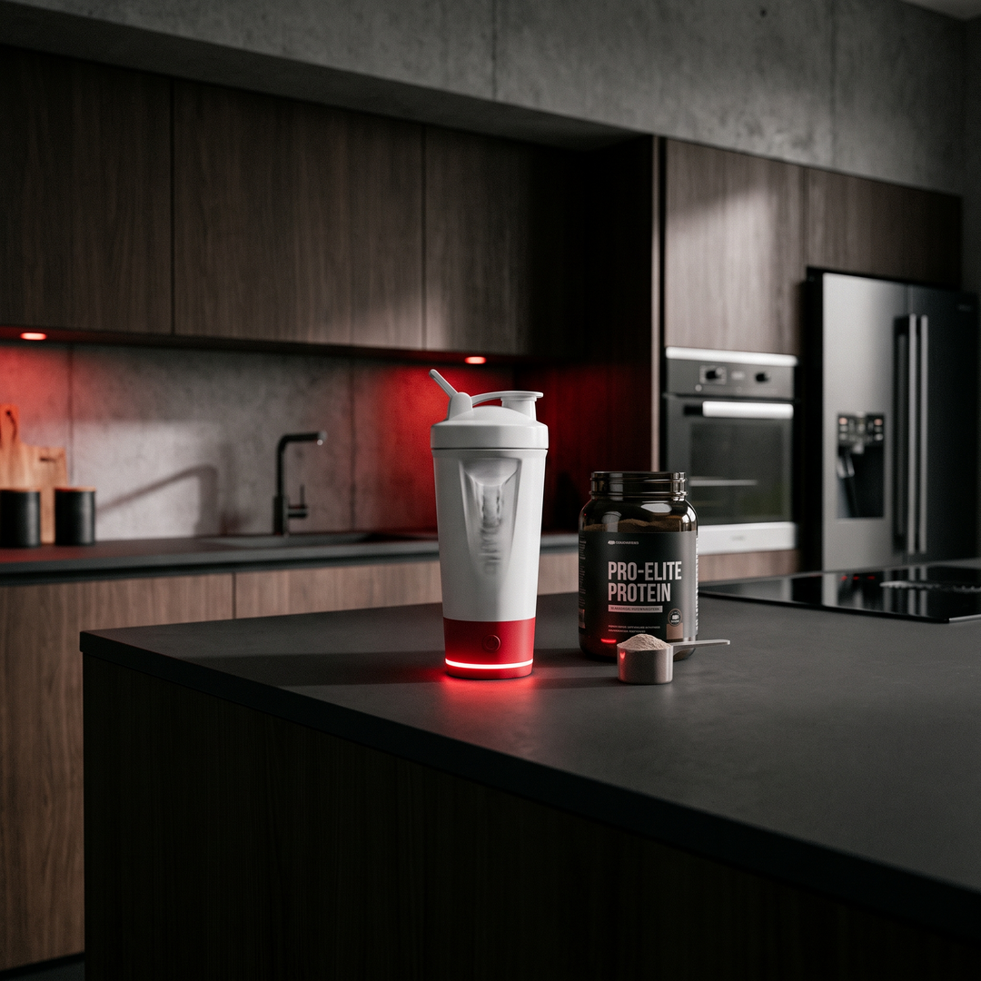 PHYSIOATHLETX Portable Electric Protein Shaker Blender - White kitchen lifestyle