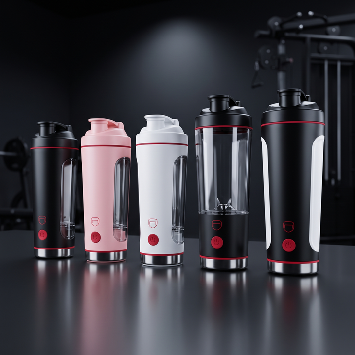 PHYSIOATHLETX Portable Electric Protein Shaker Blender - full color lineup