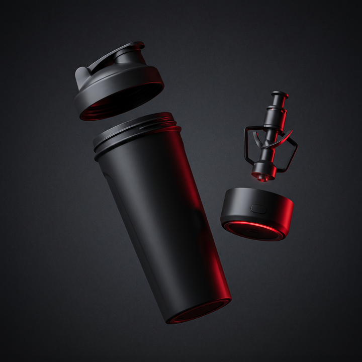 PHYSIOATHLETX Portable Electric Protein Shaker Blender - exploded parts view