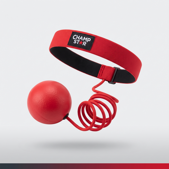 PhysioAthletX Boxing Reflex Ball with Headband - three-quarter angle product view