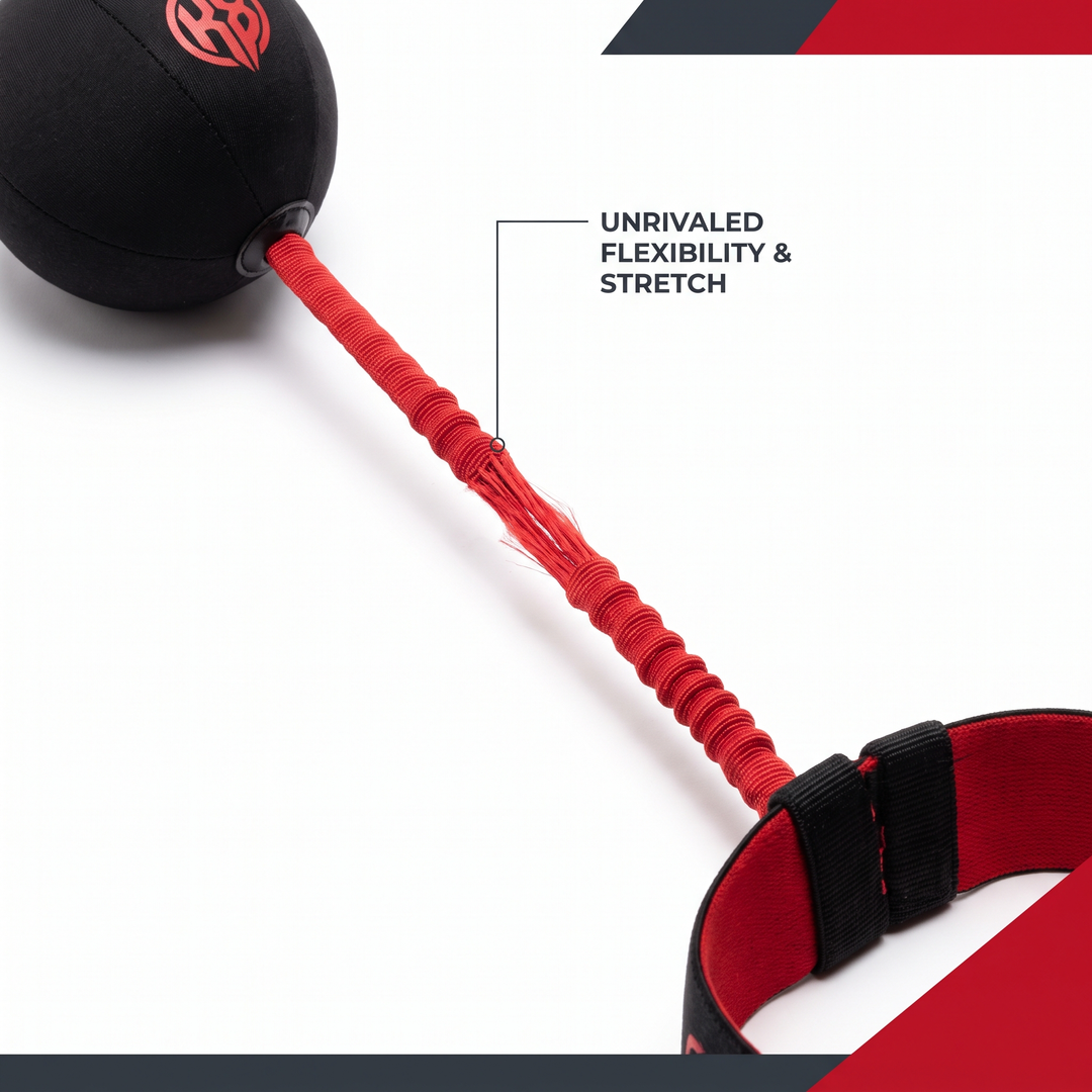 PhysioAthletX Boxing Reflex Ball - elastic rebound cord feature closeup
