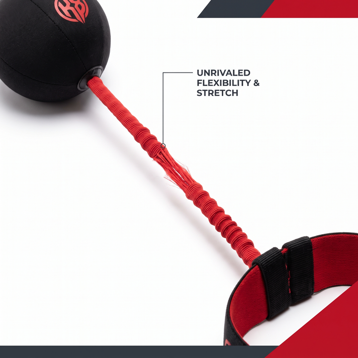 PhysioAthletX Boxing Reflex Ball - elastic rebound cord feature closeup