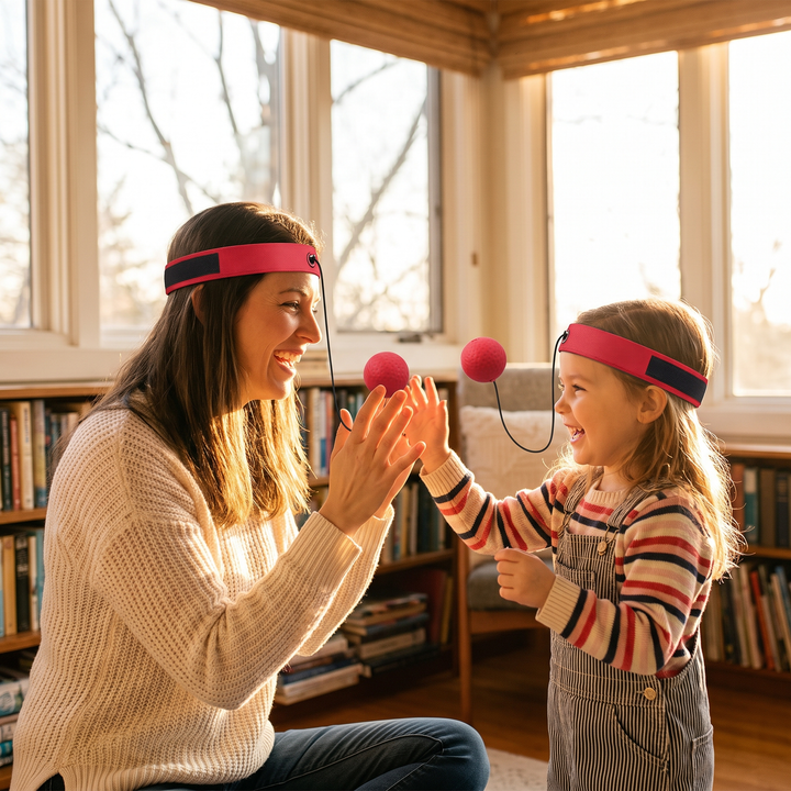 PhysioAthletX Adjustable Boxing Reflex Ball - mother and daughter playing together