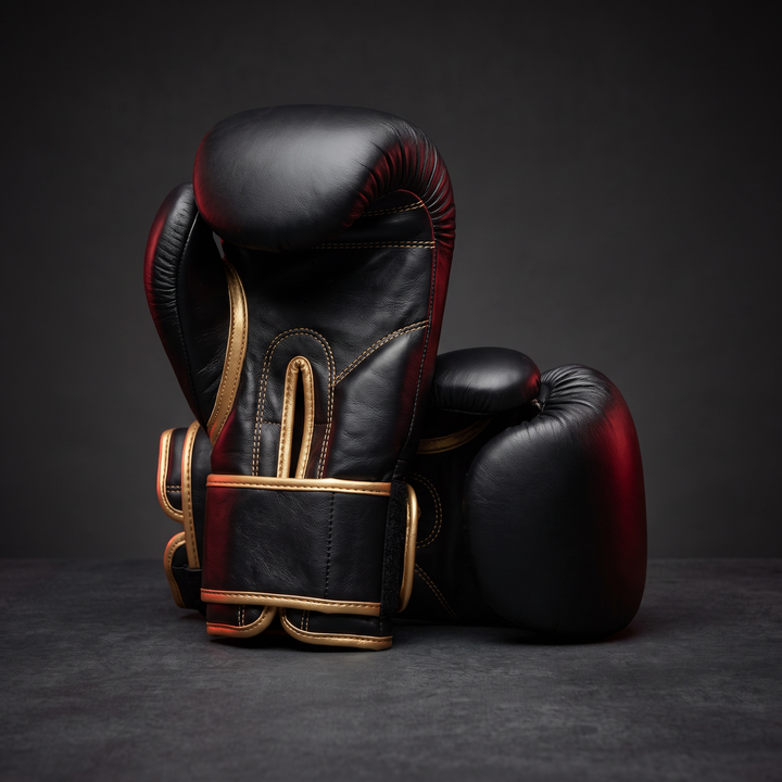 Professional Boxing Gloves Muay Thai Training Gloves MMA Sparring Gloves - Black Gold angle detail
