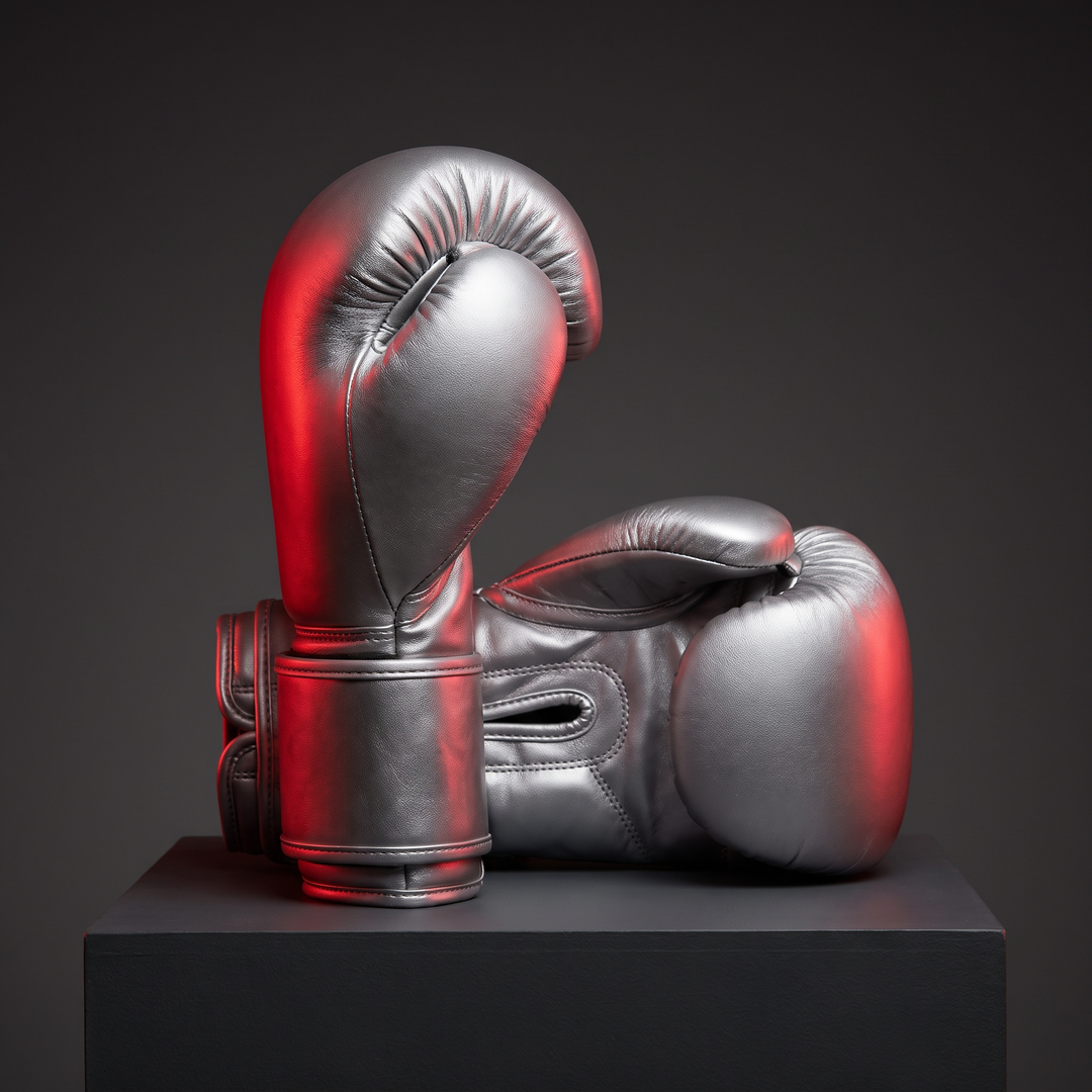 Professional Boxing Gloves Muay Thai Training Gloves MMA Sparring Gloves - Silver angle detail