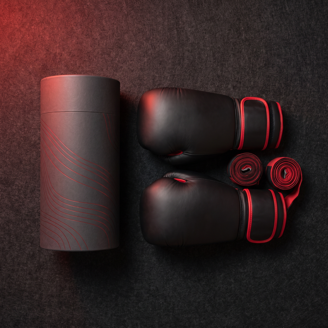Professional Boxing Gloves Muay Thai Training Gloves MMA Sparring Gloves - packaging flat lay
