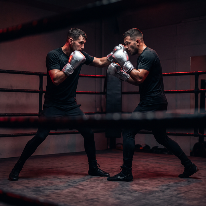Professional Boxing Gloves Muay Thai Training Gloves MMA Sparring Gloves - Silver sparring lifestyle
