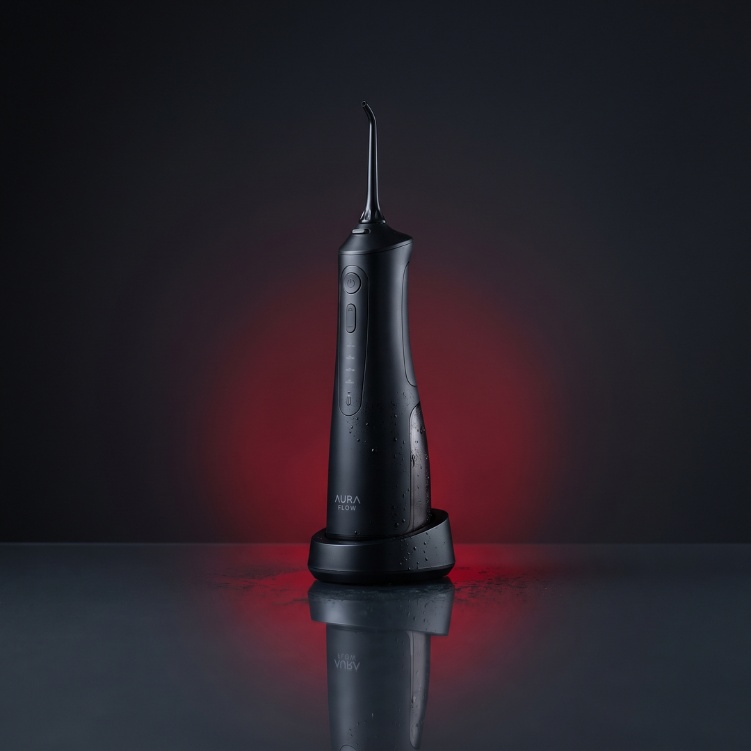 Cordless Water Flosser Oral Irrigator - Black - Charging Dock