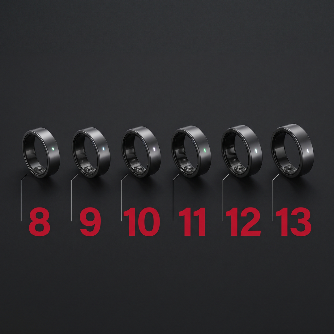 Smart Ring Health Monitor Fitness Tracker Ceramic Ring - Finger Size Guide Chart Sizes 8-13 - Black