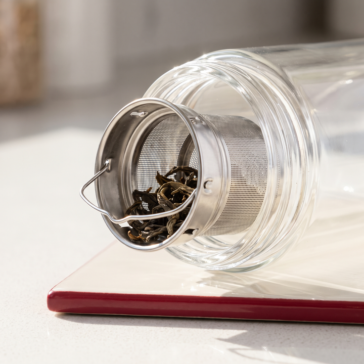 Borosilicate Glass Tea Infuser Bottle 420ml - Removable Tea Filter Insert Detail