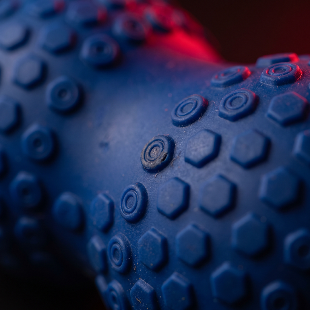 Rechargeable Vibrating Massage Ball Peanut Massager 5 Speed Foam Roller for Muscle Recovery Mobility Fitness Yoga Relaxation Portable - Style A Blue Vibration Node Texture Close-Up