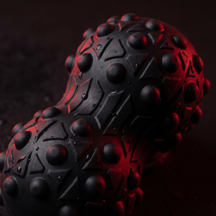 Rechargeable Vibrating Massage Ball Peanut Massager 5 Speed Foam Roller for Muscle Recovery Mobility Fitness Yoga Relaxation Portable - Style B Black Vibration Node Texture Close-Up
