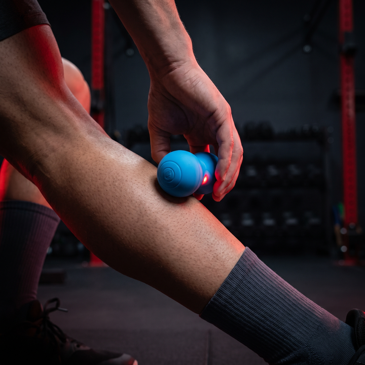 Rechargeable Vibrating Massage Ball Peanut Massager 5 Speed Foam Roller for Muscle Recovery Mobility Fitness Yoga Relaxation Portable - Style B Blue Calf Use