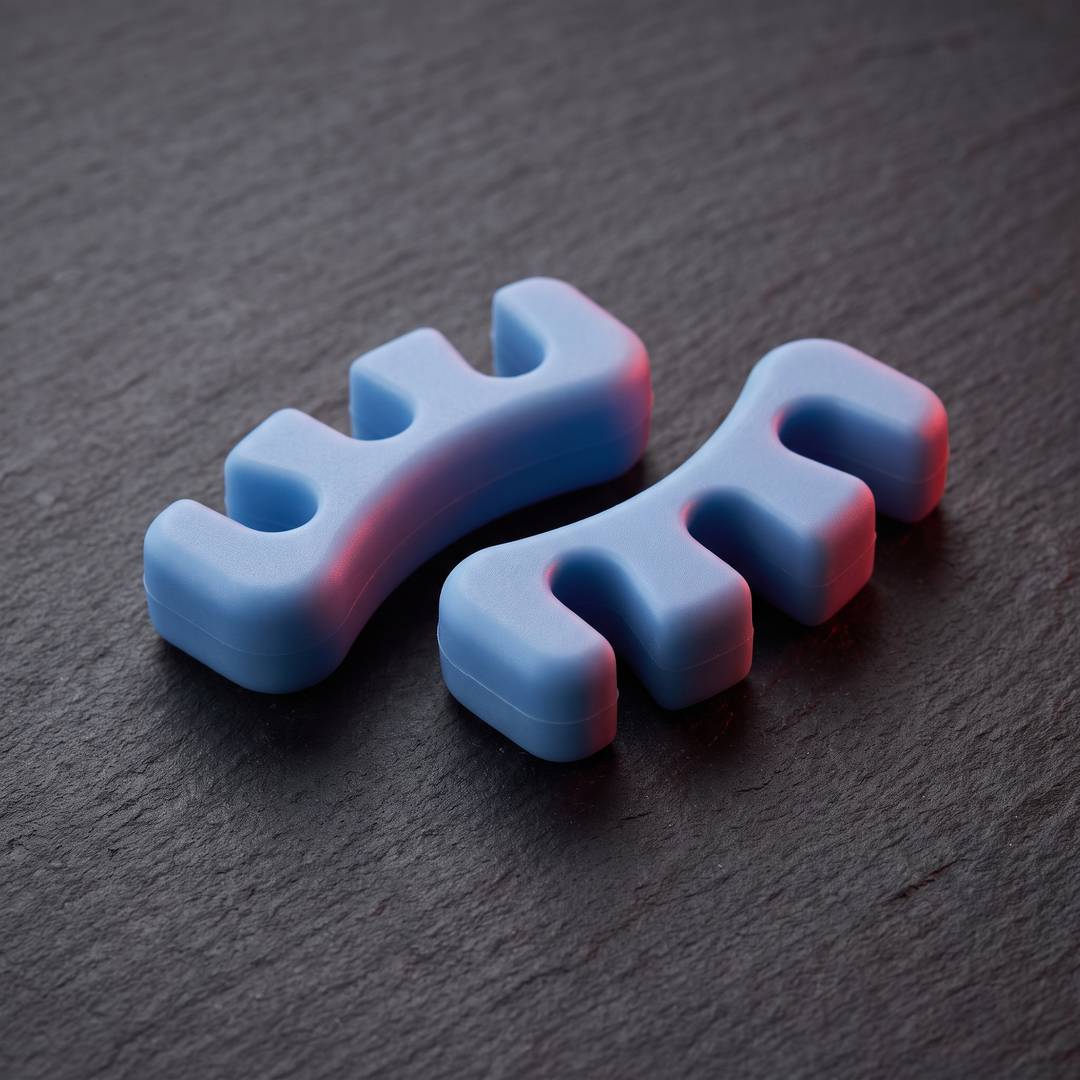 Two Silicone Toe Spacers Side by Side Studio Shot