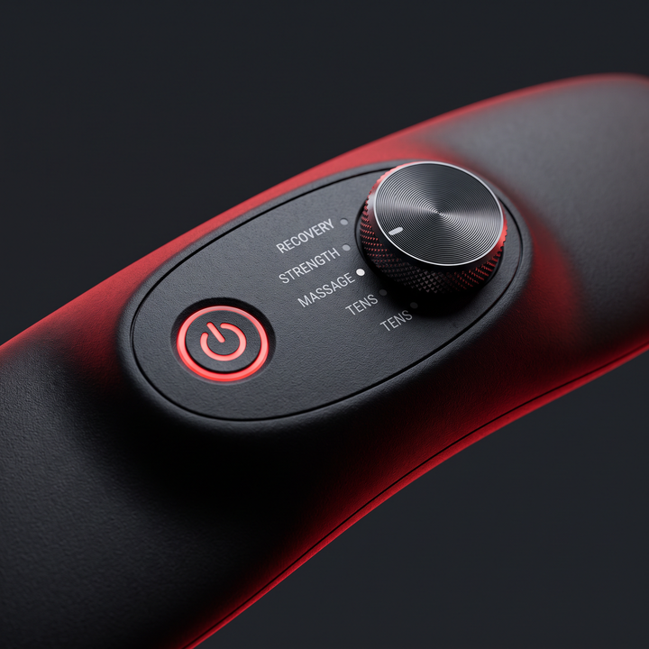 On/Off Button and Mode Selector on EMS Muscle Stimulation Device