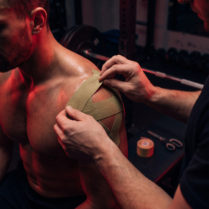 Kinesiology Tape Application on Shoulder - Khaki