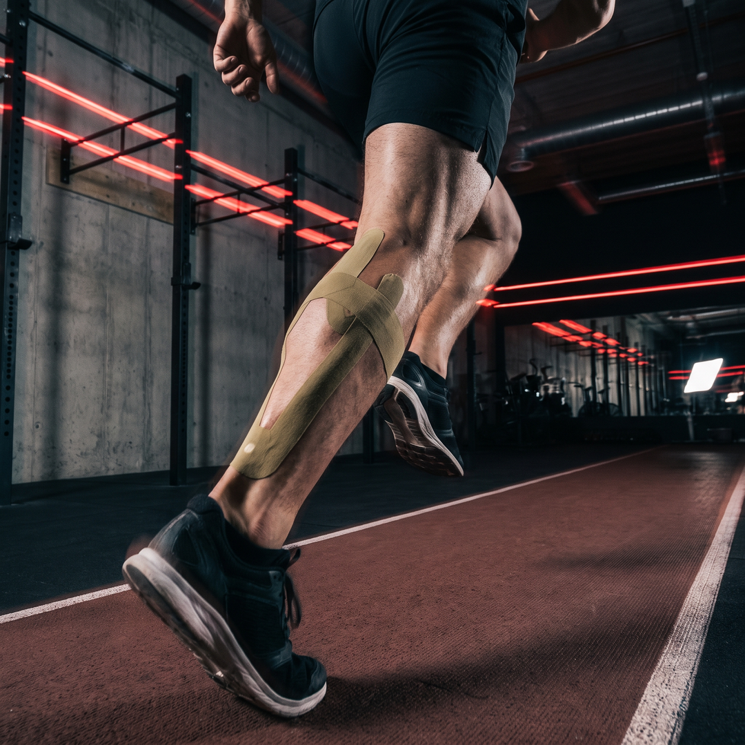 Kinesiology Tape Support for Leg During Sprint Training - Khaki