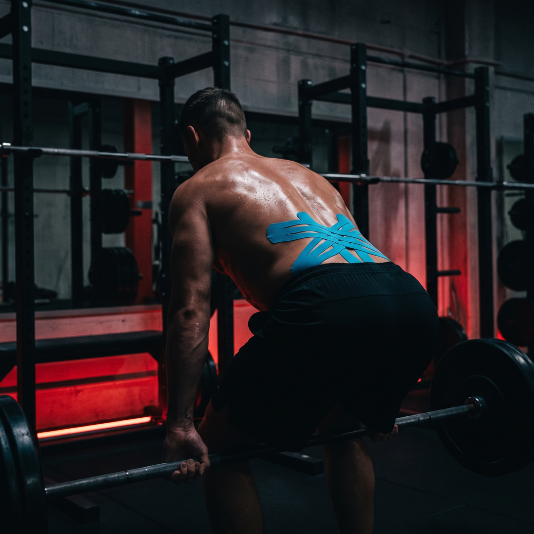 Kinesiology Tape Support for Back During Training - Blue