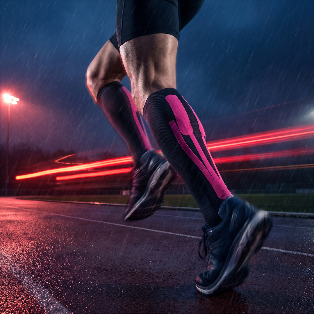 Kinesiology Tape Support for Leg During Sprint Training - Pink