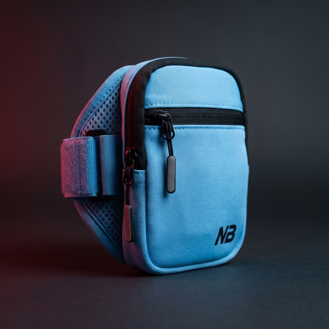 Adjustable Wrist Wallet Bag with Zipper Running Cycling Gym Travel Sports Wrist Pouch Secure Storage Lightweight Fitness Accessory - Sky Blue