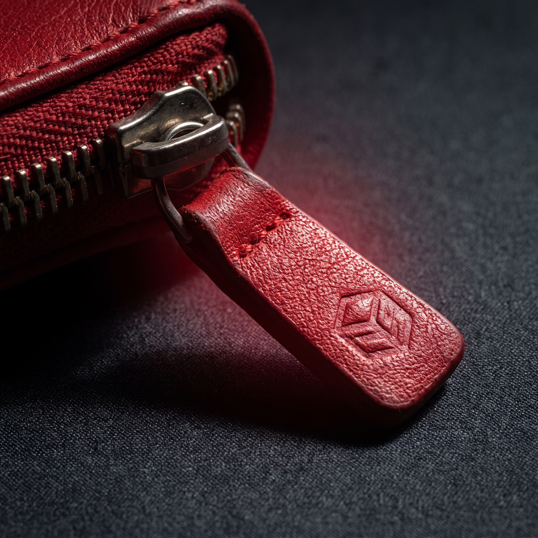 Adjustable Wrist Wallet Bag with Zipper Running Cycling Gym Travel Sports Wrist Pouch Secure Storage Lightweight Fitness Accessory - Red Zipper Pull Detail