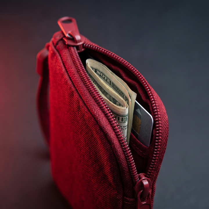 Adjustable Wrist Wallet Bag with Zipper Running Cycling Gym Travel Sports Wrist Pouch Secure Storage Lightweight Fitness Accessory - Red Storage Capacity Demo