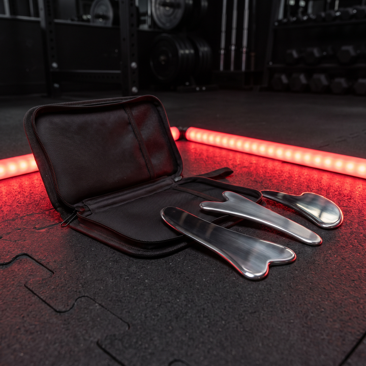 Stainless Steel Gua Sha Tool Set for Muscle Recovery - 4 Piece Set with Carrying Case