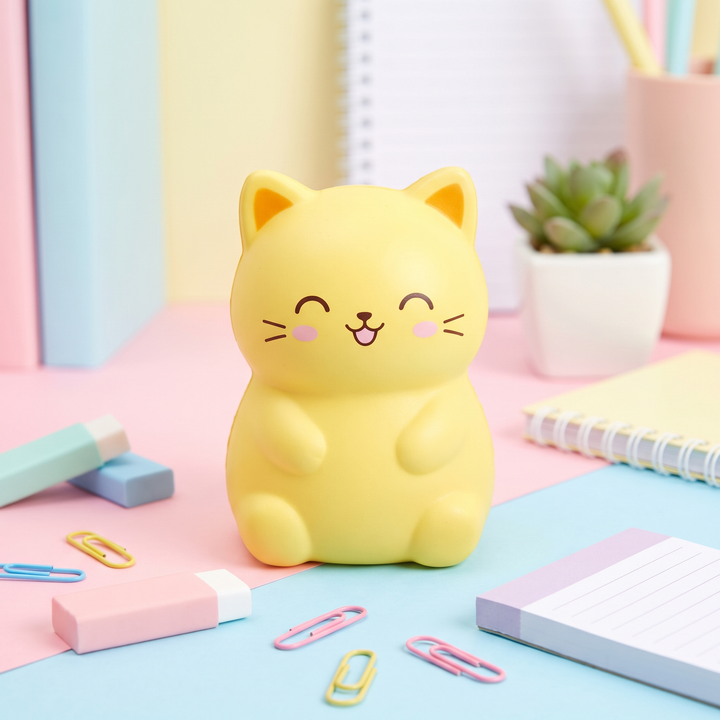 Cat Squishy Stress Relief Fidget Toy - Yellow