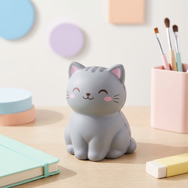 Cat Squishy Stress Relief Fidget Toy - Grey