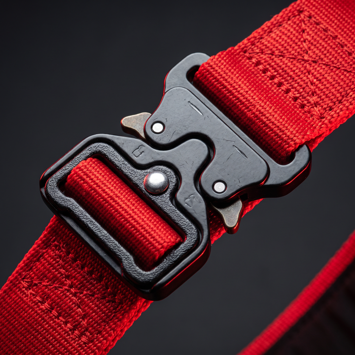 BFR Blood Flow Restriction Training Bands for Strength and Muscle Training - Adjustable Buckle Detail Red