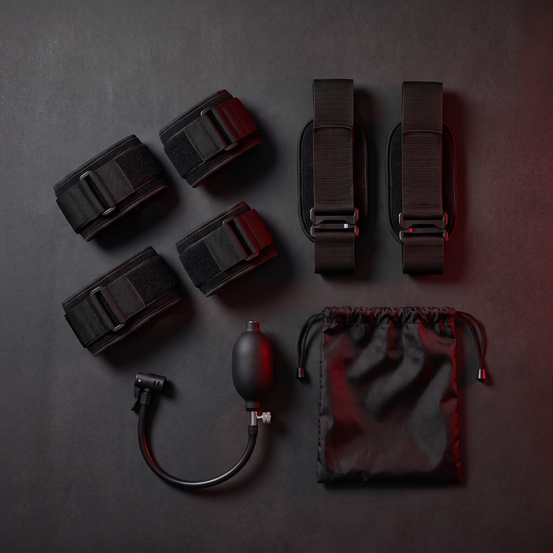 BFR Blood Flow Restriction Training Bands for Strength and Muscle Training - Full Set Contents Flat Lay