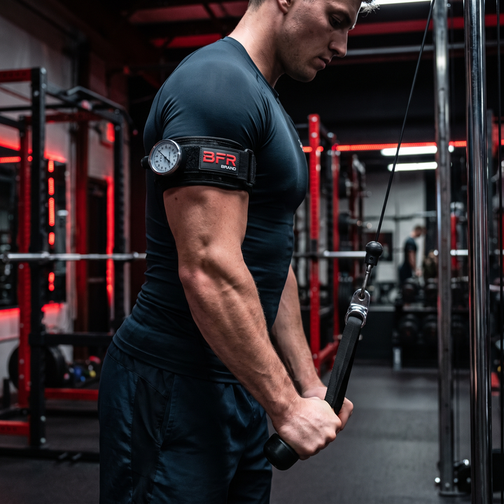 BFR Blood Flow Restriction Training Bands for Strength and Muscle Training - Correct Arm Placement During Resistance Training