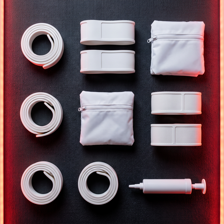 BFR Blood Flow Restriction Training Bands for Strength and Muscle Training - Bundle Flat Lay White