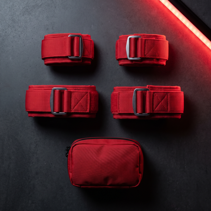 BFR Blood Flow Restriction Training Bands for Strength and Muscle Training - Bundle Flat Lay Red