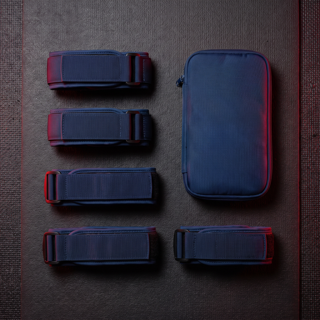 BFR Blood Flow Restriction Training Bands for Strength and Muscle Training - Bundle Flat Lay Blue