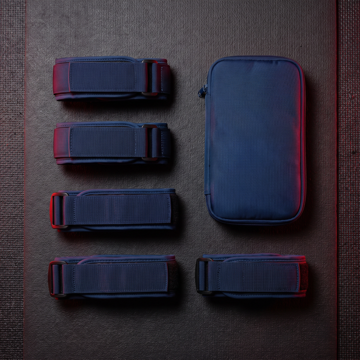 BFR Blood Flow Restriction Training Bands for Strength and Muscle Training - Bundle Flat Lay Blue